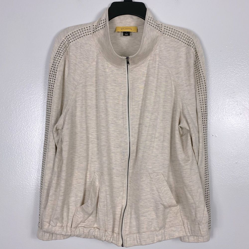 St John studded sleeve zip up jacket sz L